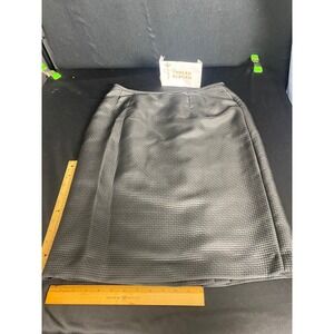 Kasper Women's‎ Black Textured Midi Skirt Pleated A-Line Flared Career